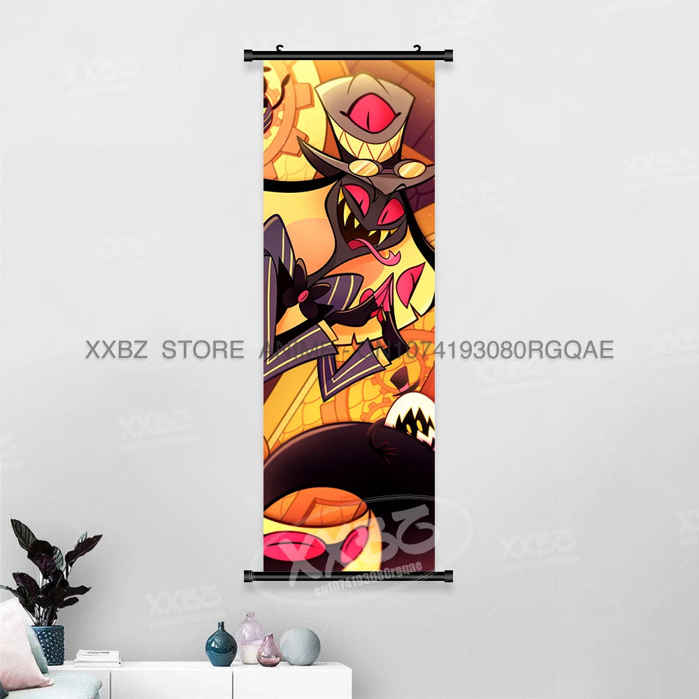 Simple Black Comedy Hazbin Hotel Home Decoration Hanging Painting Cartoon Wall Artwork Scrolls Picture Room Canvas Print Posters