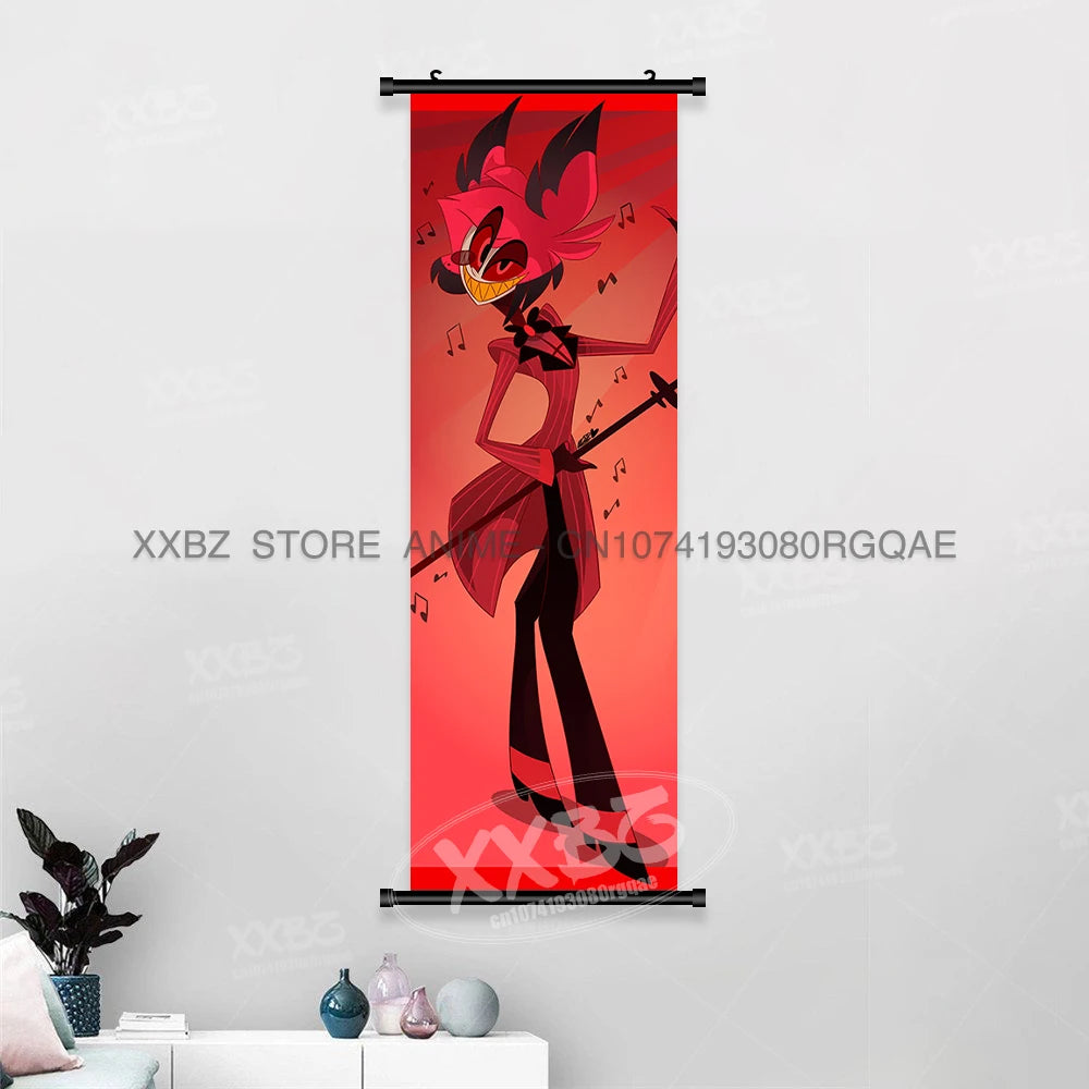 Simple Black Comedy Hazbin Hotel Home Decoration Hanging Painting Cartoon Wall Artwork Scrolls Picture Room Canvas Print Posters