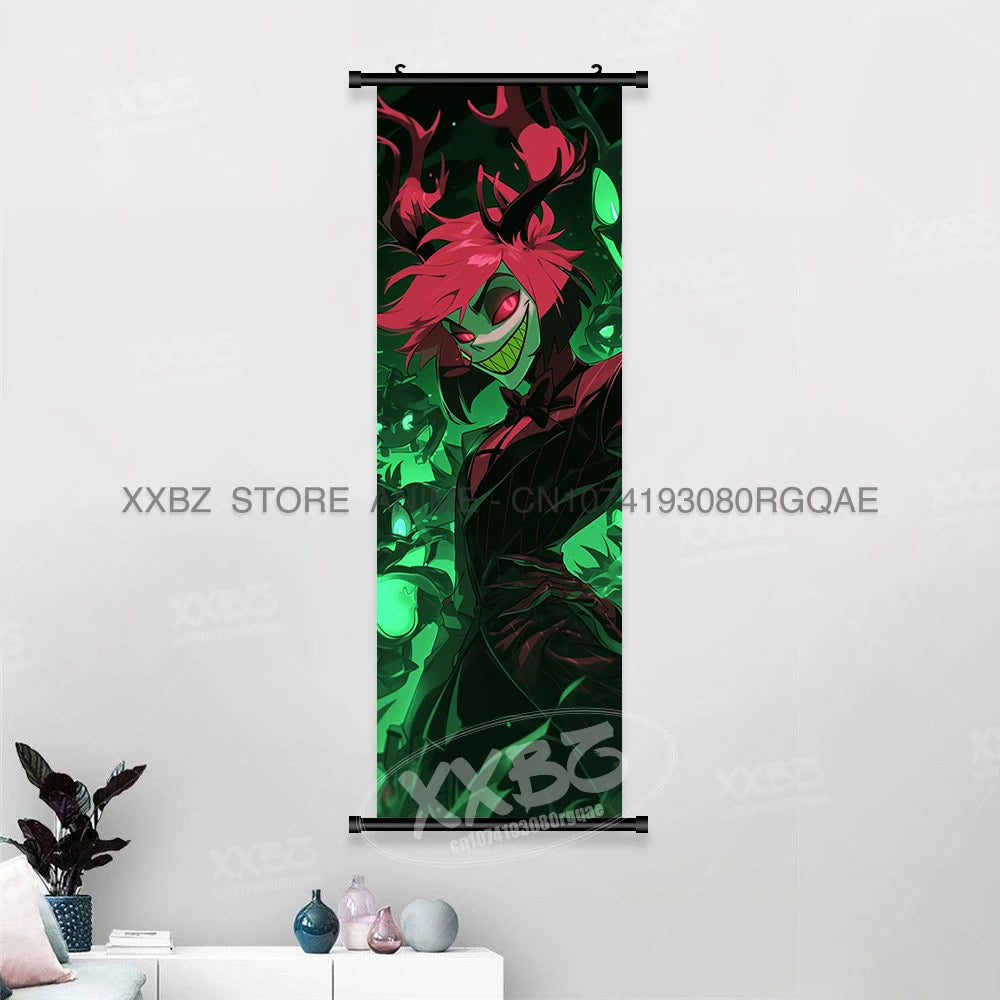 Simple Black Comedy Hazbin Hotel Home Decoration Hanging Painting Cartoon Wall Artwork Scrolls Picture Room Canvas Print Posters