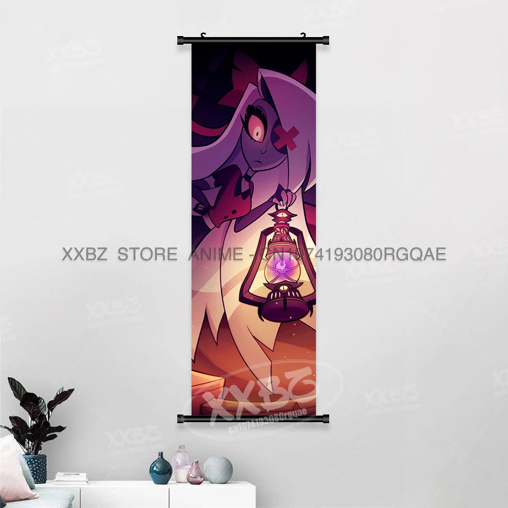 Simple Black Comedy Hazbin Hotel Home Decoration Hanging Painting Cartoon Wall Artwork Scrolls Picture Room Canvas Print Posters