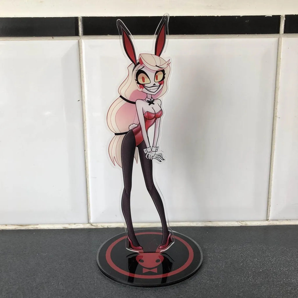 Acrylic Standing Plates for Charlie Lucifer Angeldust Alastor Husk Vox Anime Hazbin Hotel Bunny Standees Exquisite Gifts 10Cm