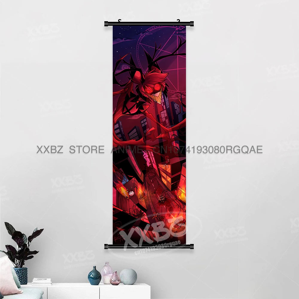 Simple Black Comedy Hazbin Hotel Home Decoration Hanging Painting Cartoon Wall Artwork Scrolls Picture Room Canvas Print Posters