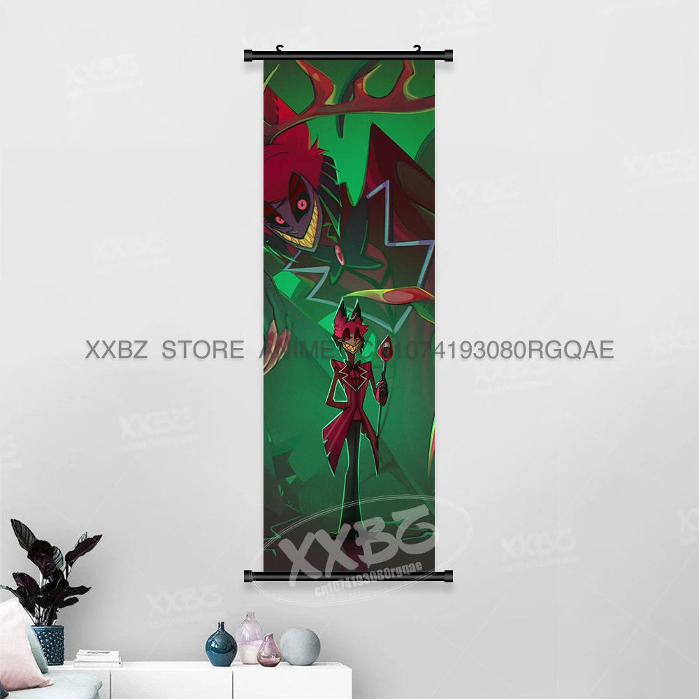 Simple Black Comedy Hazbin Hotel Home Decoration Hanging Painting Cartoon Wall Artwork Scrolls Picture Room Canvas Print Posters