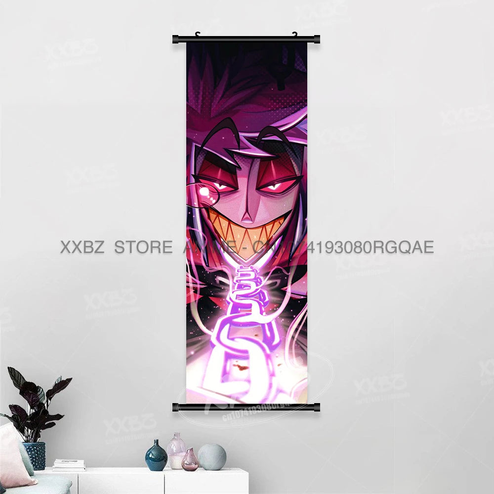 Simple Black Comedy Hazbin Hotel Home Decoration Hanging Painting Cartoon Wall Artwork Scrolls Picture Room Canvas Print Posters