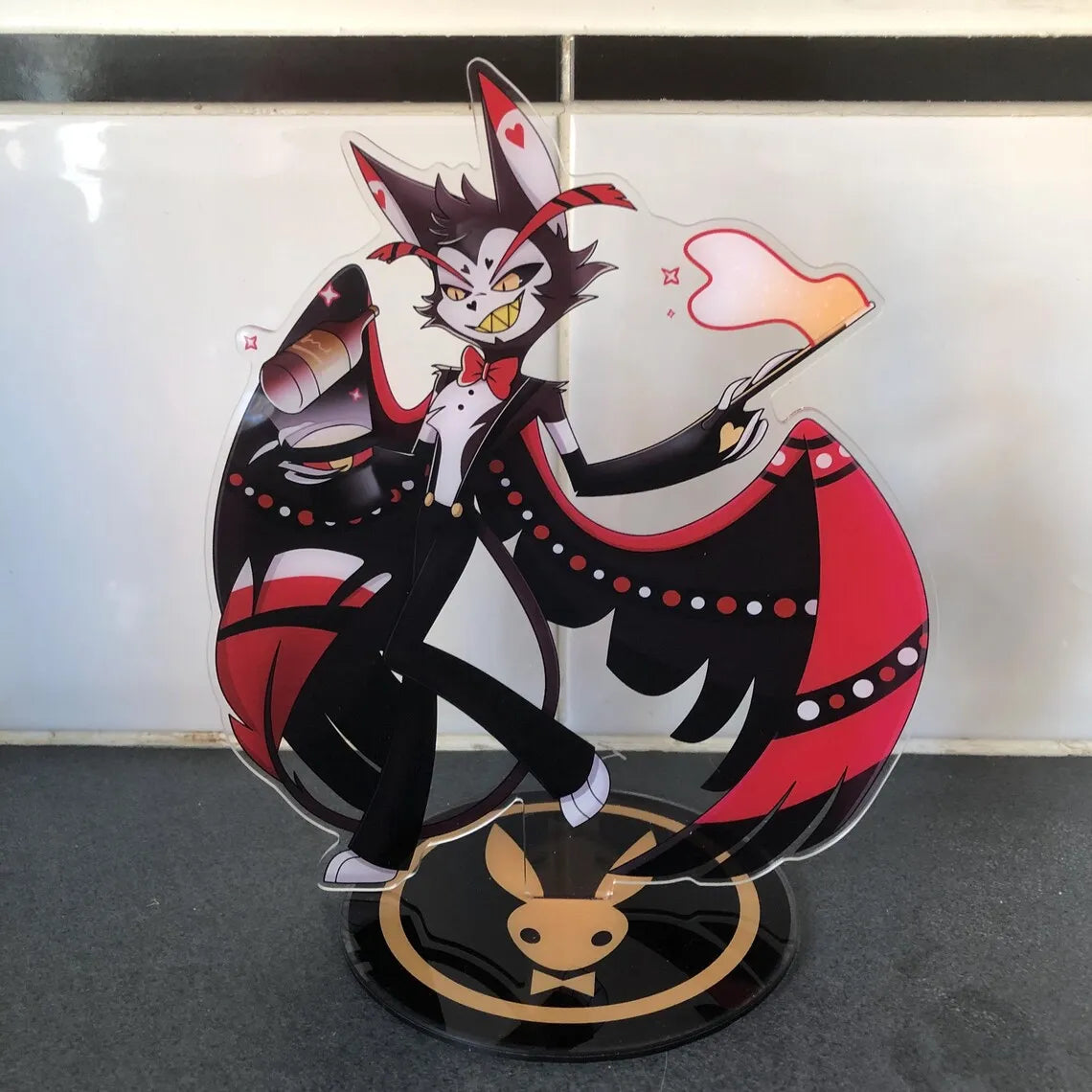 Acrylic Standing Plates for Charlie Lucifer Angeldust Alastor Husk Vox Anime Hazbin Hotel Bunny Standees Exquisite Gifts 10Cm