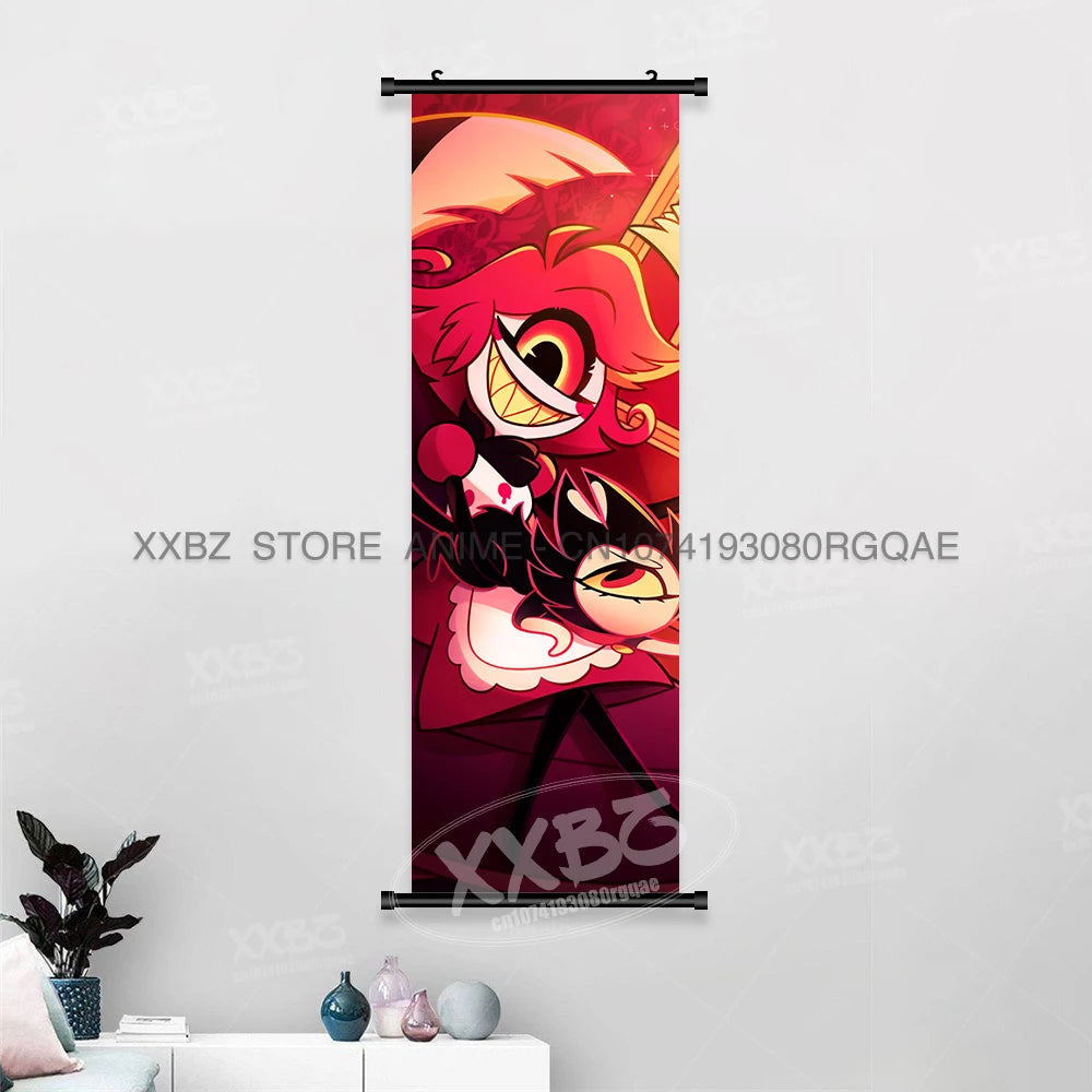 Simple Black Comedy Hazbin Hotel Home Decoration Hanging Painting Cartoon Wall Artwork Scrolls Picture Room Canvas Print Posters