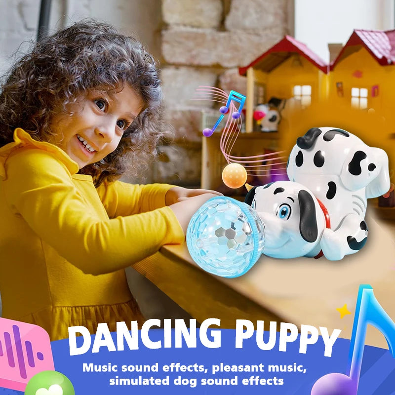 Electric Stunt Top Ball Spinning Puppy Toy Cute Adorable Design with Colorful Sound And Light Ideal Holiday Gift for Babies