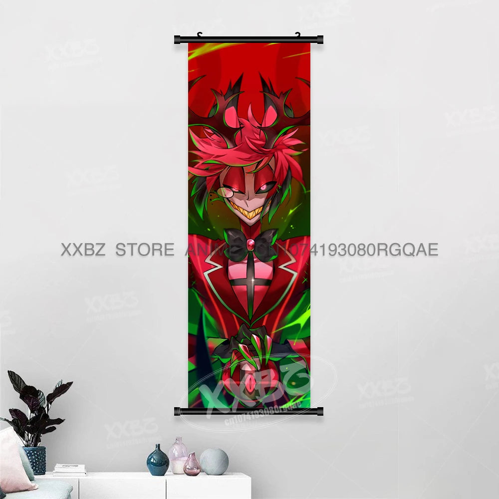 Simple Black Comedy Hazbin Hotel Home Decoration Hanging Painting Cartoon Wall Artwork Scrolls Picture Room Canvas Print Posters