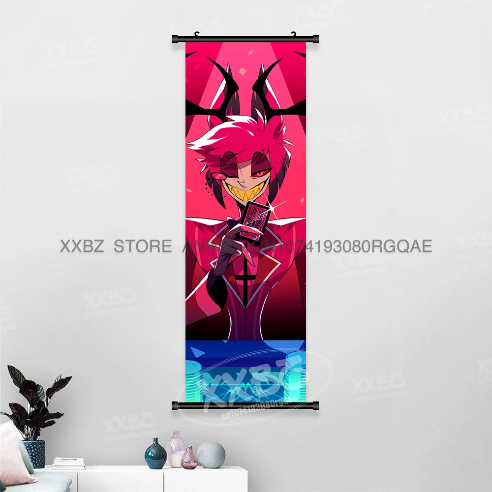 Simple Black Comedy Hazbin Hotel Home Decoration Hanging Painting Cartoon Wall Artwork Scrolls Picture Room Canvas Print Posters