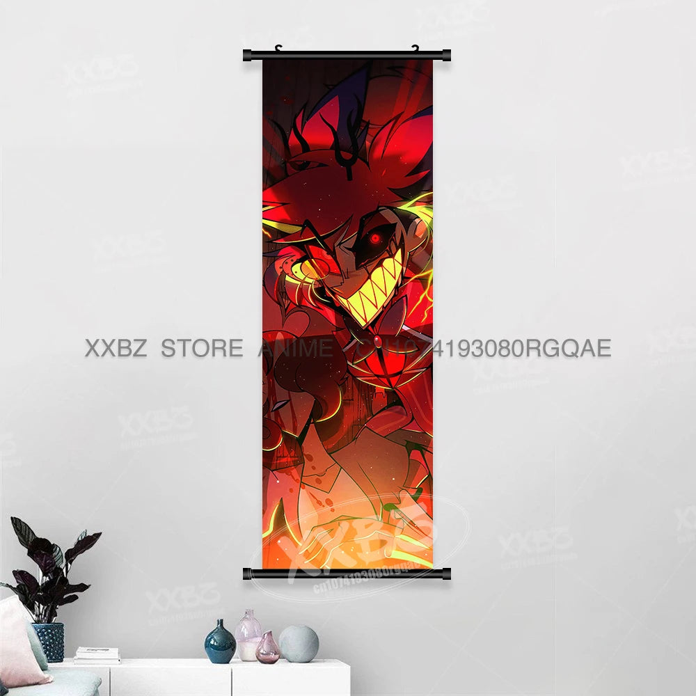 Simple Black Comedy Hazbin Hotel Home Decoration Hanging Painting Cartoon Wall Artwork Scrolls Picture Room Canvas Print Posters