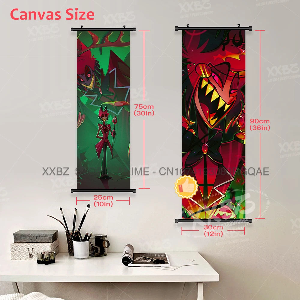 Simple Black Comedy Hazbin Hotel Home Decoration Hanging Painting Cartoon Wall Artwork Scrolls Picture Room Canvas Print Posters