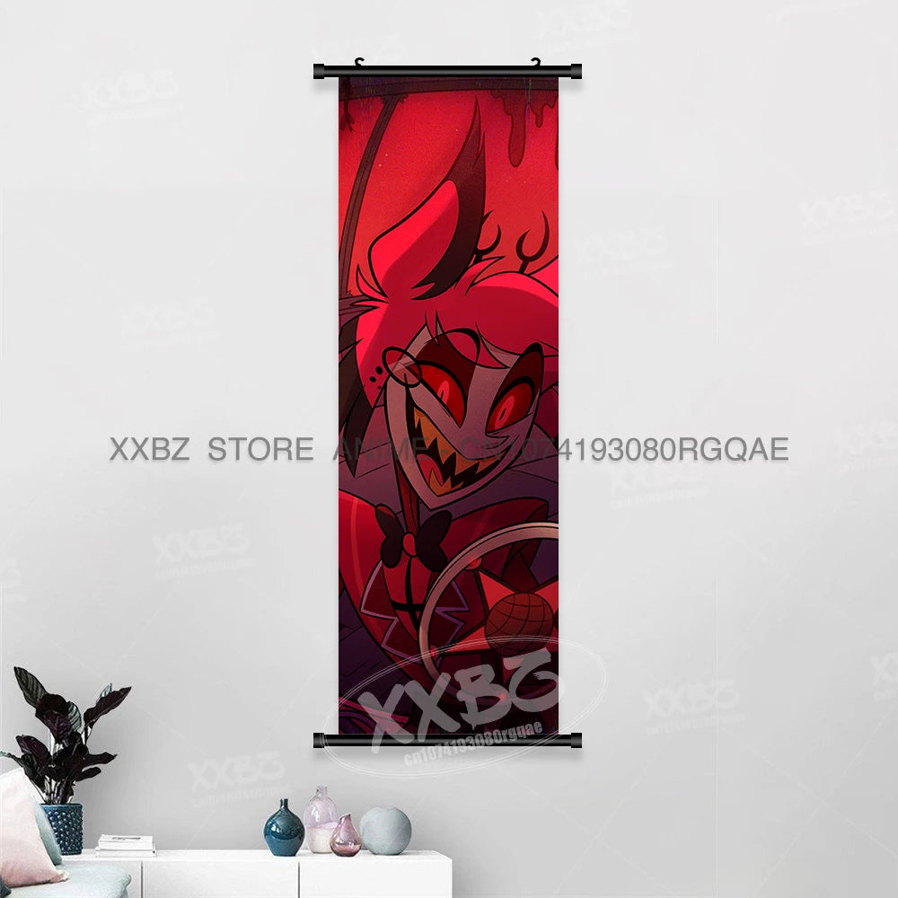 Simple Black Comedy Hazbin Hotel Home Decoration Hanging Painting Cartoon Wall Artwork Scrolls Picture Room Canvas Print Posters