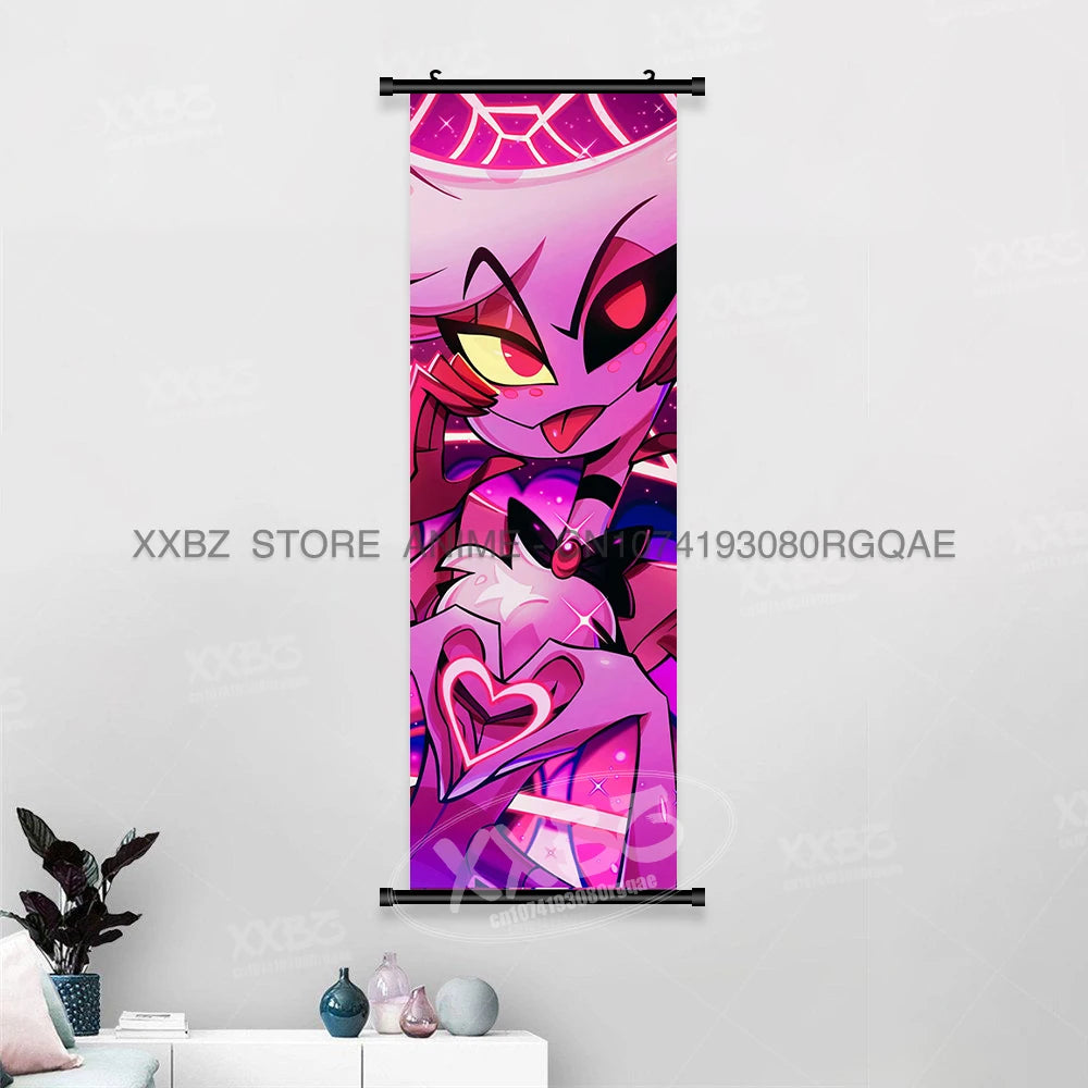 Simple Black Comedy Hazbin Hotel Home Decoration Hanging Painting Cartoon Wall Artwork Scrolls Picture Room Canvas Print Posters