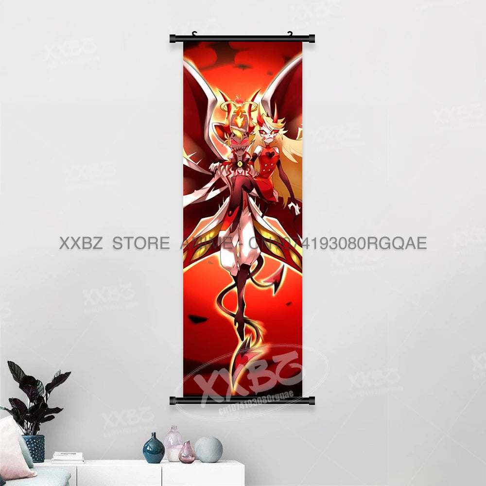 Simple Black Comedy Hazbin Hotel Home Decoration Hanging Painting Cartoon Wall Artwork Scrolls Picture Room Canvas Print Posters