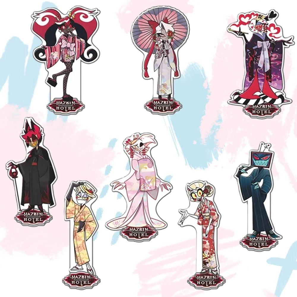 Anime Hazbin Hotel Vaggie Angel Dust Alastor Husk Charlie Morningstar Acrylic Stand Standing Plates Desktop Ornament Gift