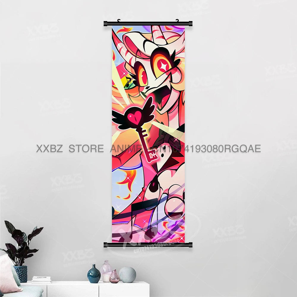 Simple Black Comedy Hazbin Hotel Home Decoration Hanging Painting Cartoon Wall Artwork Scrolls Picture Room Canvas Print Posters