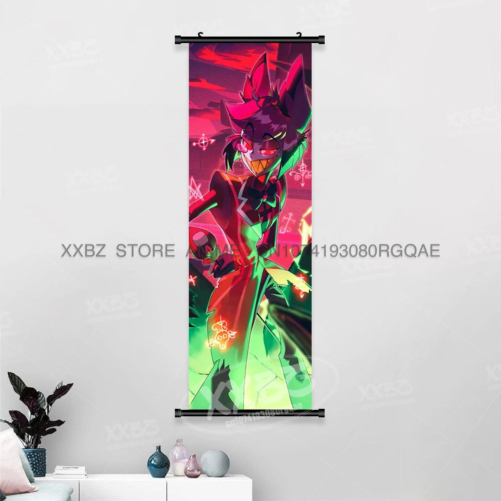 Simple Black Comedy Hazbin Hotel Home Decoration Hanging Painting Cartoon Wall Artwork Scrolls Picture Room Canvas Print Posters