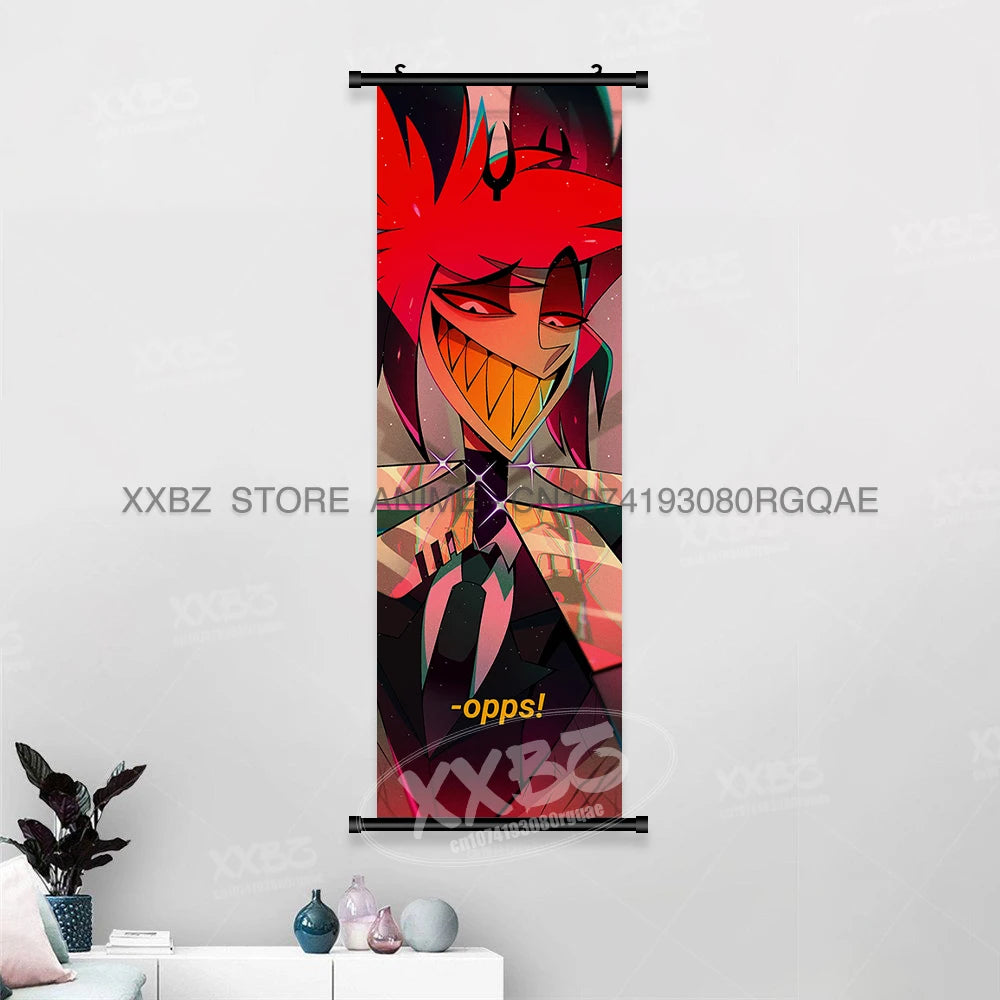 Simple Black Comedy Hazbin Hotel Home Decoration Hanging Painting Cartoon Wall Artwork Scrolls Picture Room Canvas Print Posters