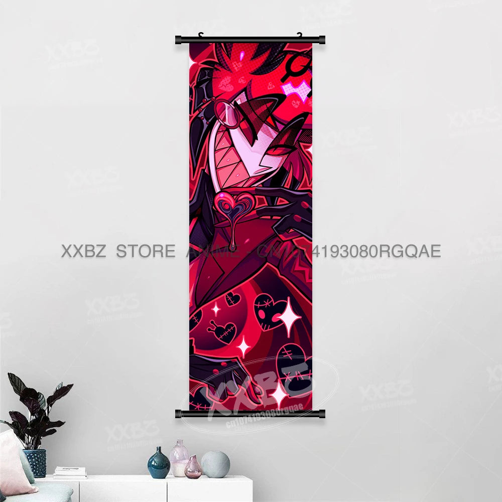 Simple Black Comedy Hazbin Hotel Home Decoration Hanging Painting Cartoon Wall Artwork Scrolls Picture Room Canvas Print Posters