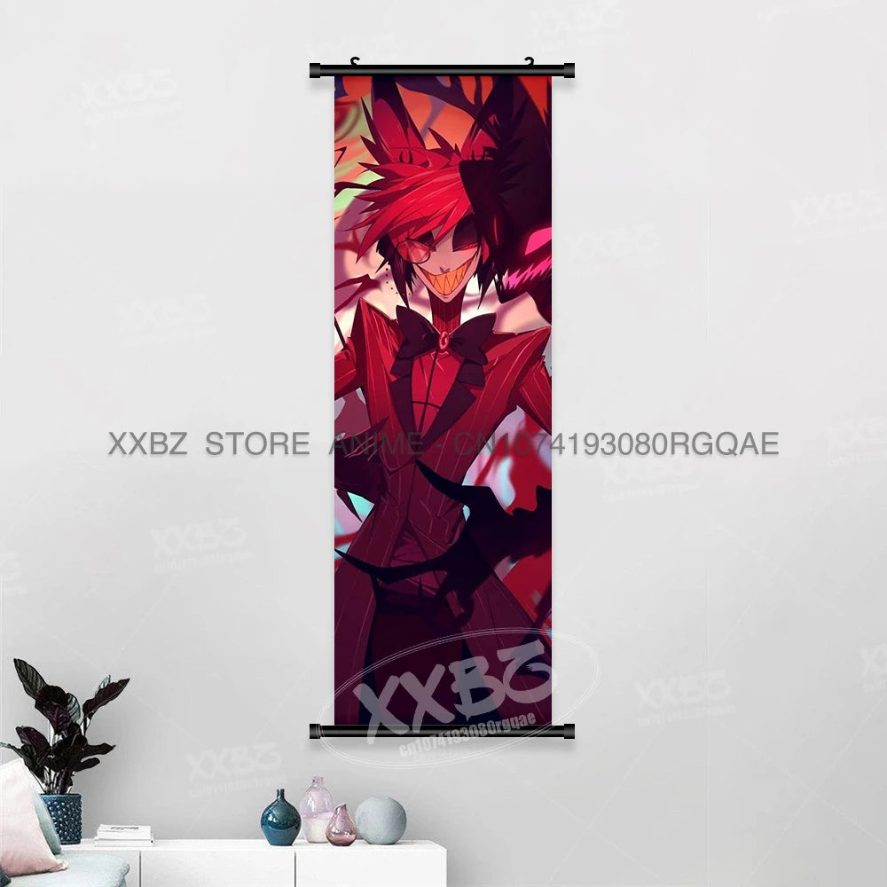 Simple Black Comedy Hazbin Hotel Home Decoration Hanging Painting Cartoon Wall Artwork Scrolls Picture Room Canvas Print Posters