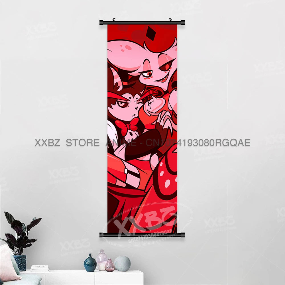 Simple Black Comedy Hazbin Hotel Home Decoration Hanging Painting Cartoon Wall Artwork Scrolls Picture Room Canvas Print Posters