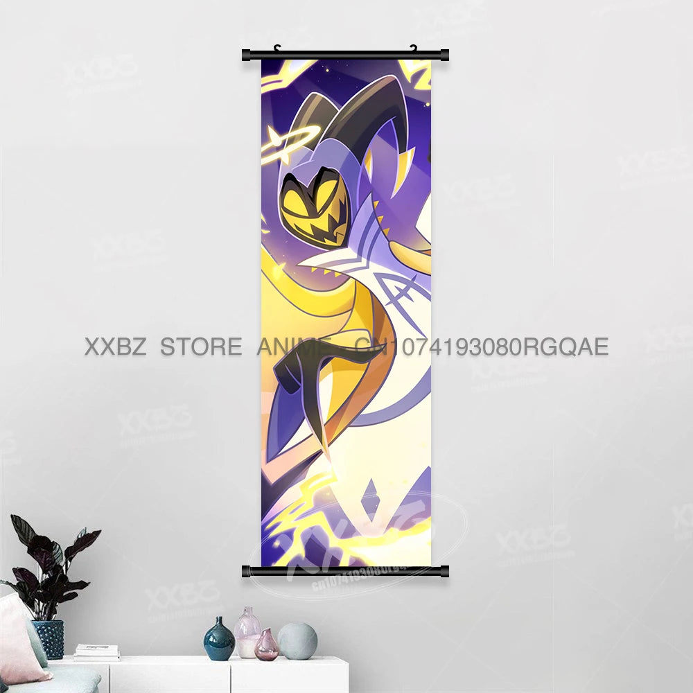 Simple Black Comedy Hazbin Hotel Home Decoration Hanging Painting Cartoon Wall Artwork Scrolls Picture Room Canvas Print Posters