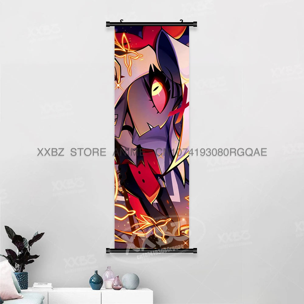 Simple Black Comedy Hazbin Hotel Home Decoration Hanging Painting Cartoon Wall Artwork Scrolls Picture Room Canvas Print Posters
