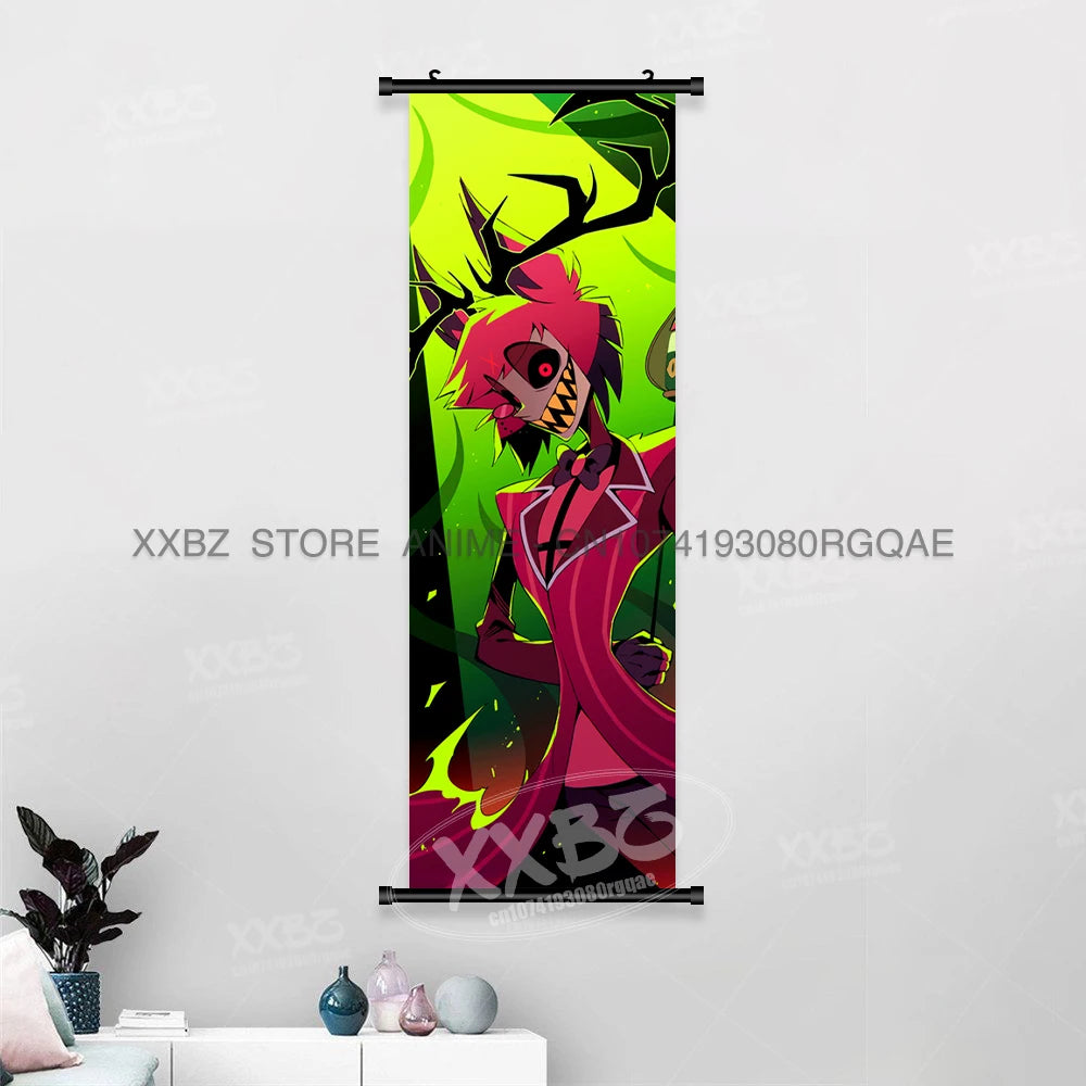 Simple Black Comedy Hazbin Hotel Home Decoration Hanging Painting Cartoon Wall Artwork Scrolls Picture Room Canvas Print Posters