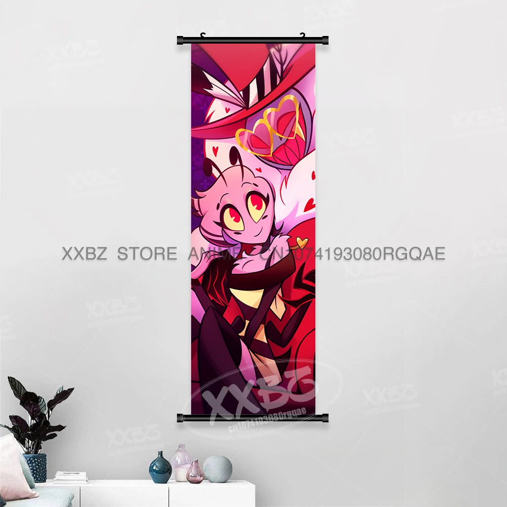 Simple Black Comedy Hazbin Hotel Home Decoration Hanging Painting Cartoon Wall Artwork Scrolls Picture Room Canvas Print Posters