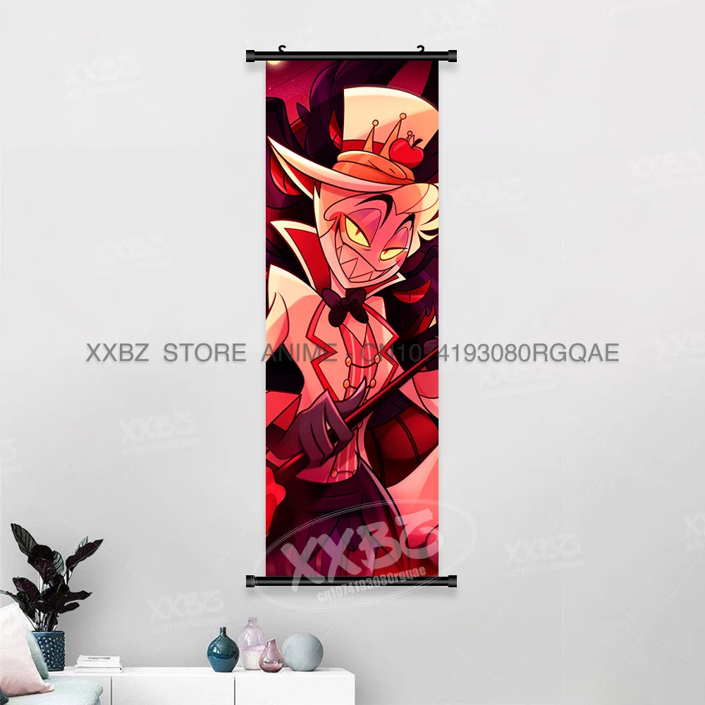 Simple Black Comedy Hazbin Hotel Home Decoration Hanging Painting Cartoon Wall Artwork Scrolls Picture Room Canvas Print Posters