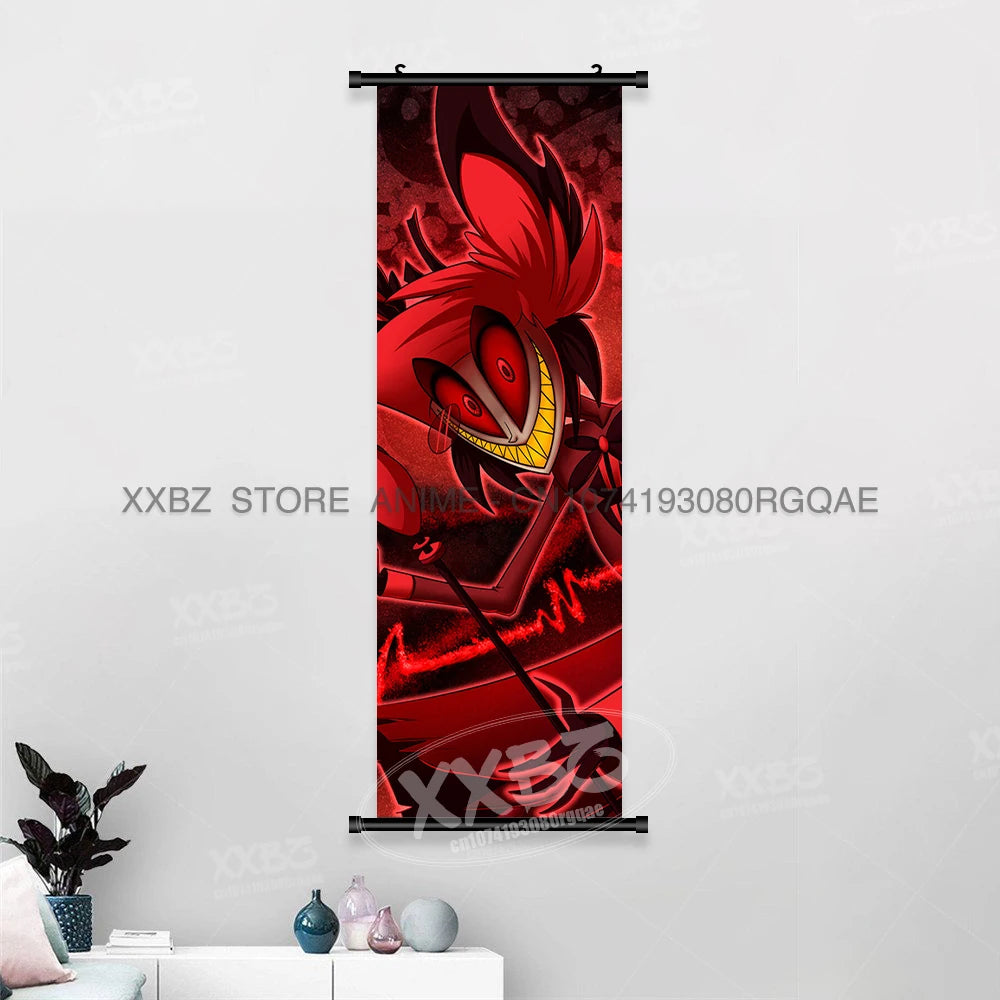 Simple Black Comedy Hazbin Hotel Home Decoration Hanging Painting Cartoon Wall Artwork Scrolls Picture Room Canvas Print Posters