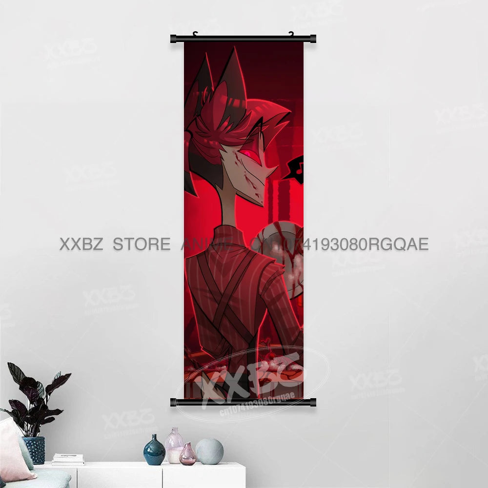 Simple Black Comedy Hazbin Hotel Home Decoration Hanging Painting Cartoon Wall Artwork Scrolls Picture Room Canvas Print Posters