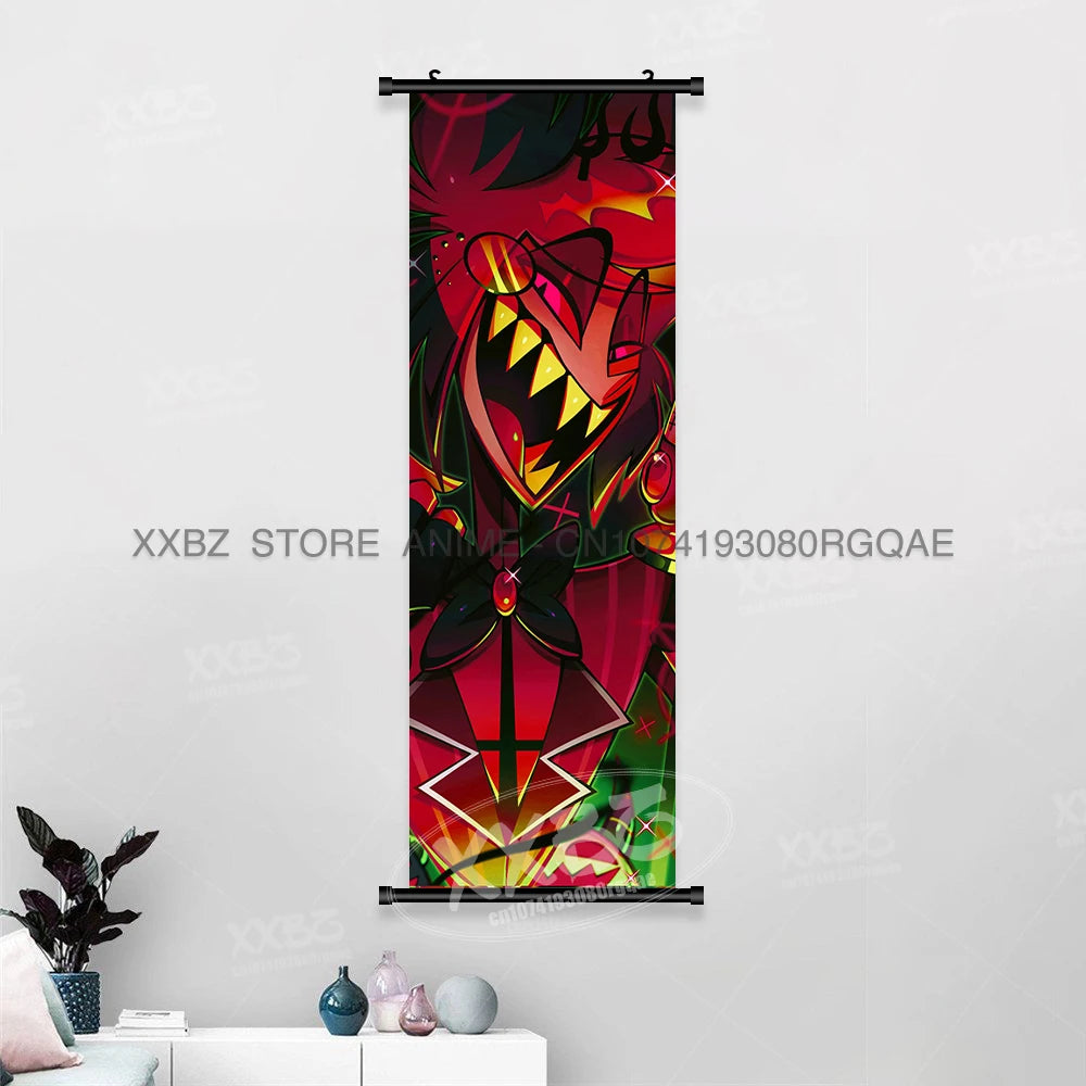 Simple Black Comedy Hazbin Hotel Home Decoration Hanging Painting Cartoon Wall Artwork Scrolls Picture Room Canvas Print Posters