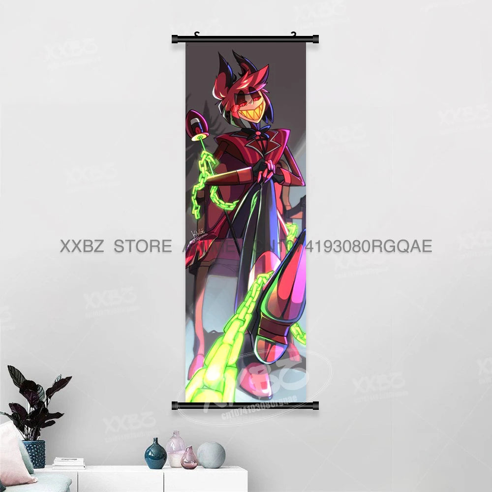 Simple Black Comedy Hazbin Hotel Home Decoration Hanging Painting Cartoon Wall Artwork Scrolls Picture Room Canvas Print Posters